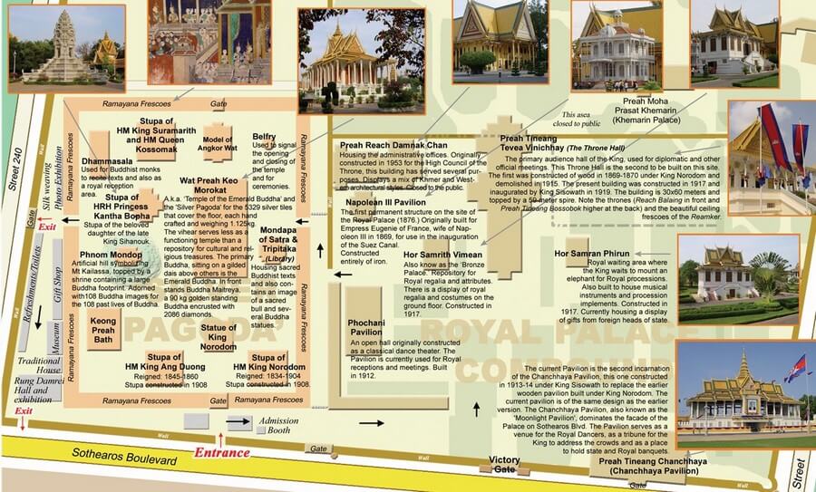 Фото: Схема Серебряной пагоды и Королевского дворца в Пномпене